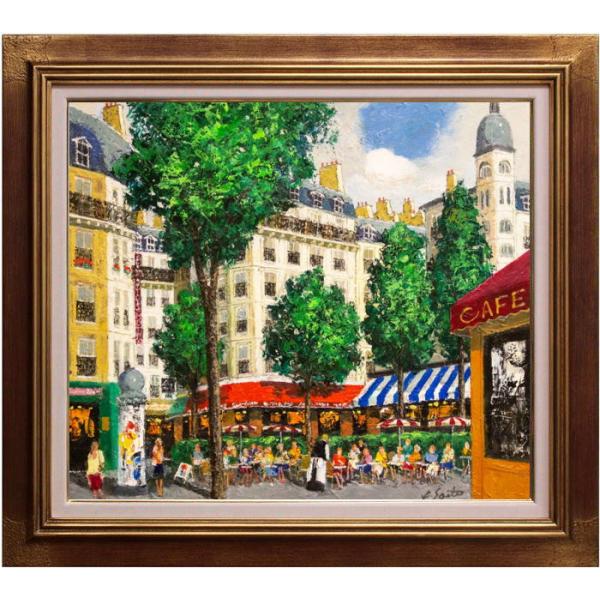 油絵 絵画 額入り 肉筆 風景画 パリ 作者不明 大きい ガラス込み F10号