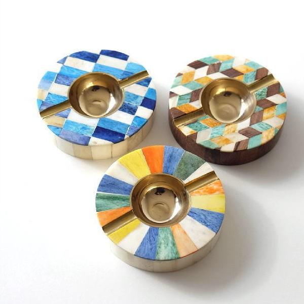 灰皿 おしゃれ 卓上 カラフル デザイン レトロ アンティーク 真鍮 シー