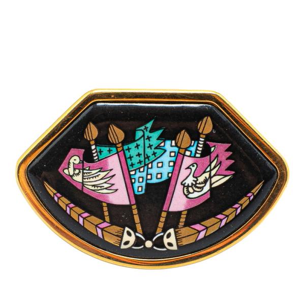 HERMES（エルメス） エマイユ 七宝焼き 旗 モチーフ ブローチ ゴールド