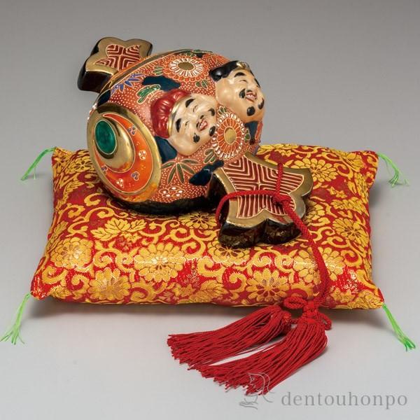 九谷焼 小槌 恵比寿大黒 7号 房・布団付 ( 木札名入れ有料 退職祝い