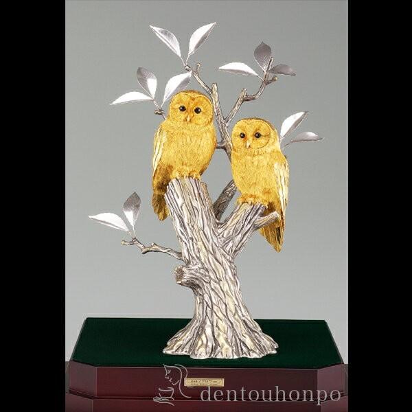 純金 フクロウ 600g 2羽 ( 光則（金工芸） 木札名入れ有料 高級