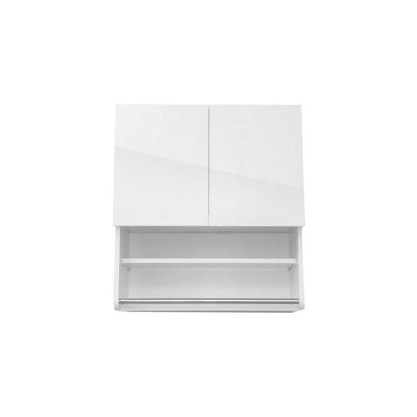 ランドリー吊戸棚W800×D382×H700 パイプラック付・鏡面扉【東京圏限定