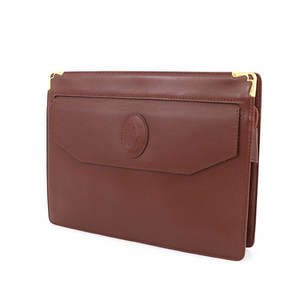 カルティエ CARTIER マストライン ボルドー レザー セカンドバッグ