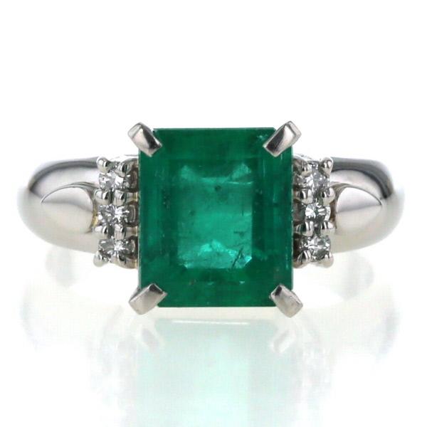 Pt900 プラチナ リング エメラルド 3.16ct ダイヤモンド 0.11ct