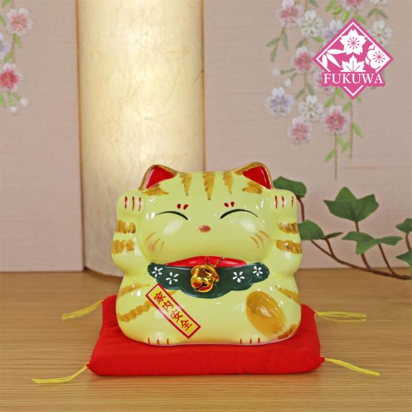 招き猫 まねきねこ 置物 縁起物(招福ねこにしきバンク M とら TK410B