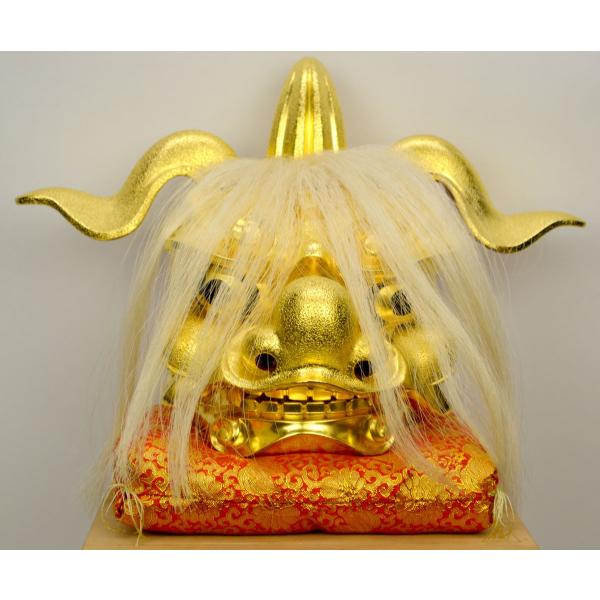 BK193井波彫刻名工横山白汀晩年作「 金獅子 」木彫高さ34㎝