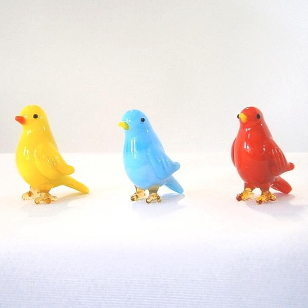 ガラス細工 鳥 インテリア雑貨 ミニチュア 置物【カナリア】 : ガラス