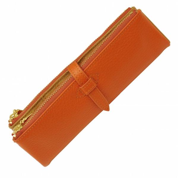 本革製 ルポ2/セカンド ペンケース オレンジ イタリアンレザー 筆箱