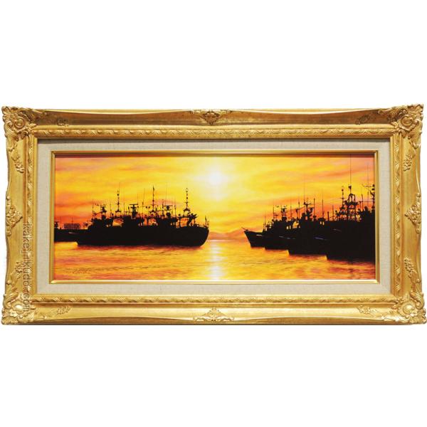 ドイツのとある港町の風景画（油絵肉筆画）（725×910） ドイツのとある