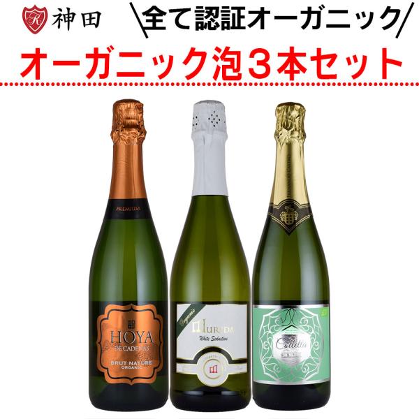 オーガニック スパークリング ワイン 3本 セット 辛口 飲み比べ