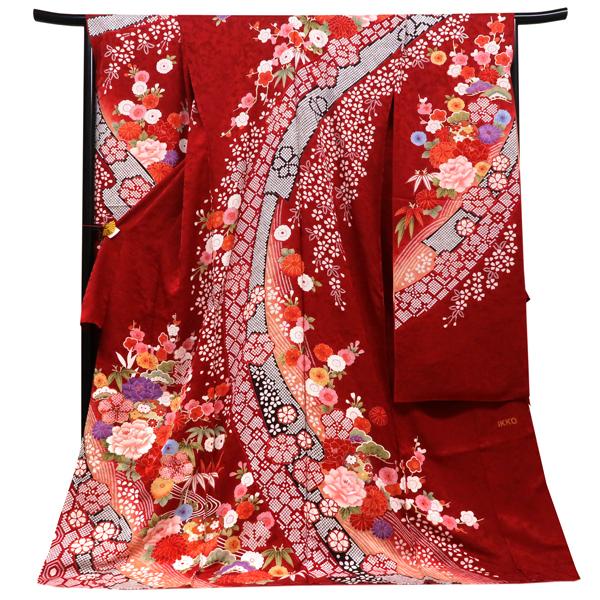 15%分クーポンあり 振袖 販売 仕立て付き 赤 新品 購入 古典柄 IKKO