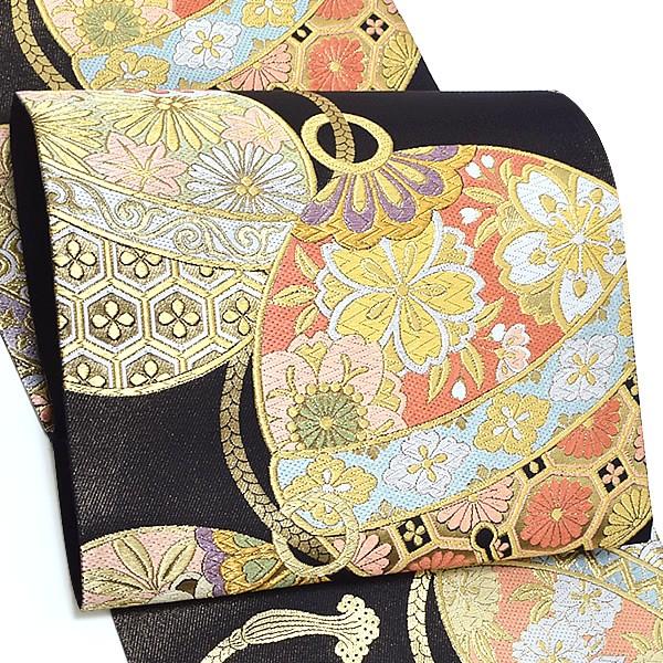 Prices down4）西陣織 袋帯「黒色 鈴」振袖帯 未仕立て 振袖 西陣織＜T