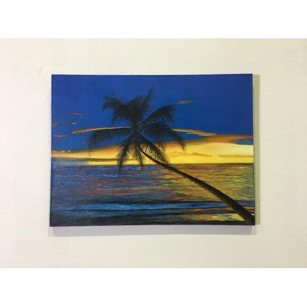 アジアン ハワイ 夕日 ヤシの木 ビーチ アートパネル 絵画 リゾート