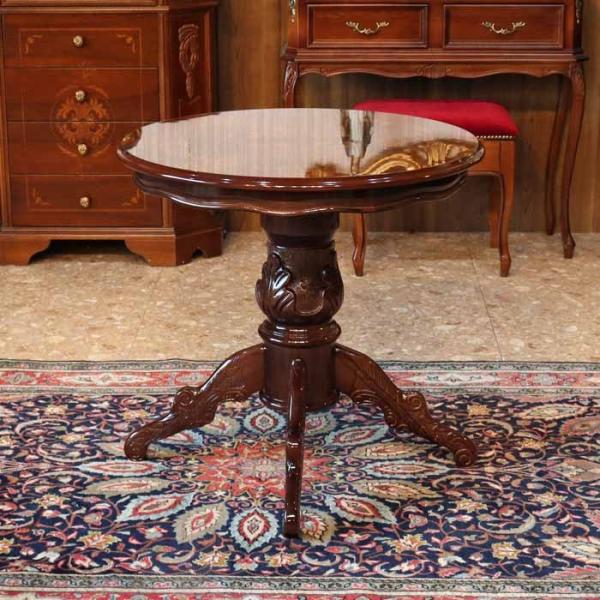 イタリア製クラシカル家具 サイドテーブル 木製 象嵌細工 高さ61cm