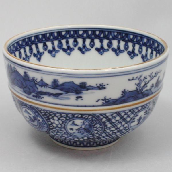 茶道具 抹茶茶碗 京焼き 染付 祥瑞捻山水 胴帯 五山窯 林淡幽 茶道