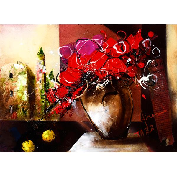 洋画家 立川広己 パープルシャワー 油絵 静物画 洋画家 立川広己