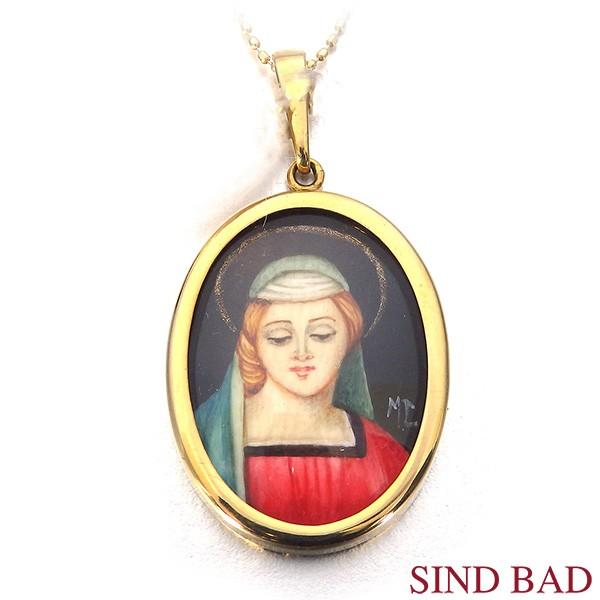 細密画 ネックレス トップ ペンダントヘッド 手書き 西洋絵画 女神像