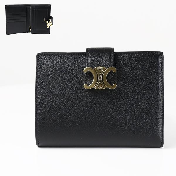 TRIOMPHE CELINE セリーヌ 二つ折り財布 Triomphe Medium Strap Wallet