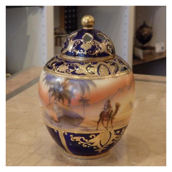 オールドノリタケ 金盛上砂漠風景 トリンケットボックス 蓋物 小物入