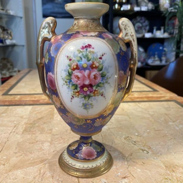 オールドノリタケ 金盛上花籠図紋両耳皿 オールドノリタケ金盛上花籠図