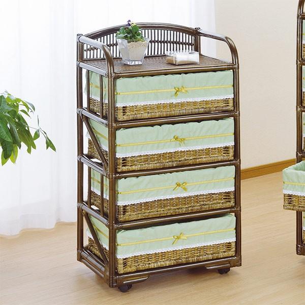 ラタンチェスト 4段 ランドリーチェスト 籐家具 幅60cm : リビングート