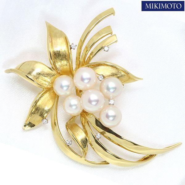 MIKIMOTOミキモト 花珠の美しさ あこや真珠（和珠） K18 ブローチ等