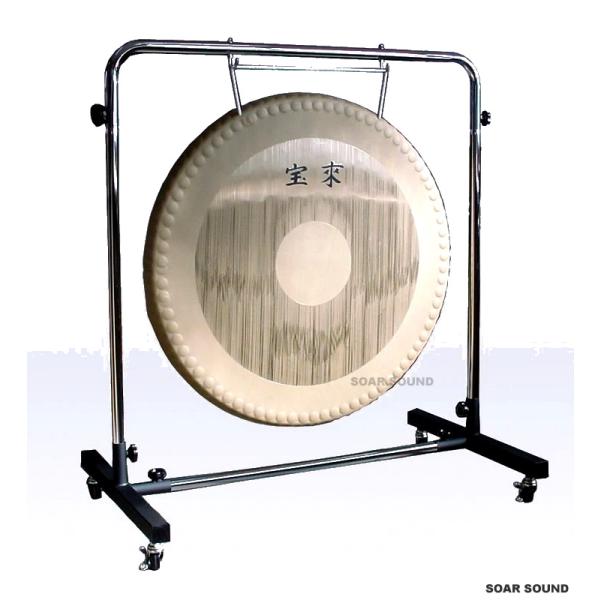 銅鑼 ドラ 黒金 直径約55cm バチ付き 茶器/茶道具 鳴物】 銅鑼（どら