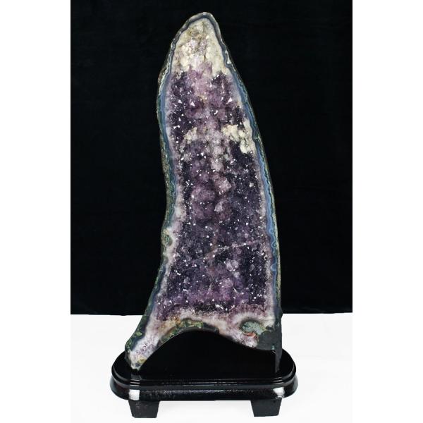 17.6Kg アメジストドーム ブラジル産 カルサイト共生 台座付き 同梱