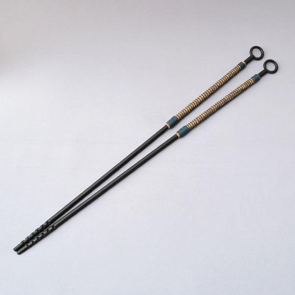 火箸 茶道具 炉用 長火箸 さび色仕上げ（上） : 茶道具専門店 (有)菊池