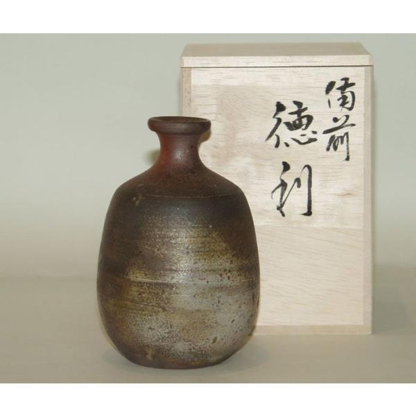 備前焼窯変サンギリ小さな一輪挿し陶印有り