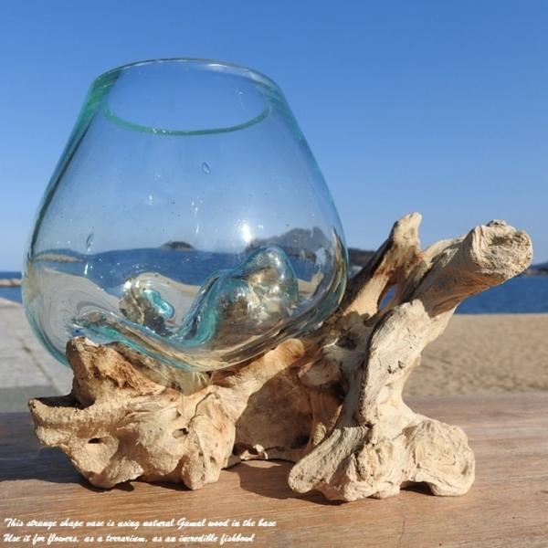 流木ガラス オブジェ中P 花瓶 金魚鉢 ガーデニング テラリウム 観賞魚