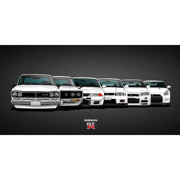 日産スカイライン、ハコスカS20 ポスター4枚、製作用パネル1枚セット