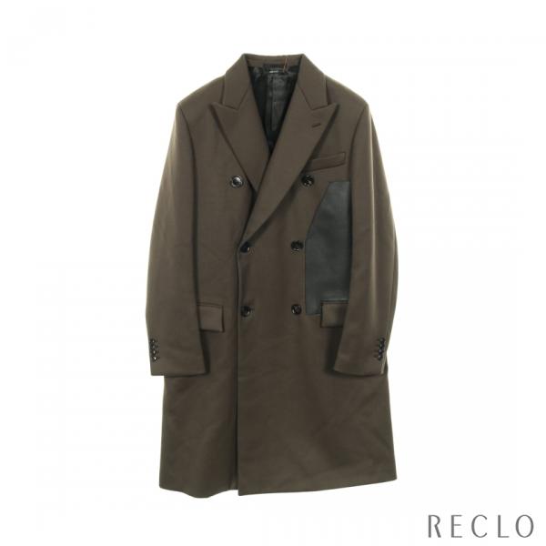 HERMES（エルメス） チェスターコート ウール レザー グレーブラウン