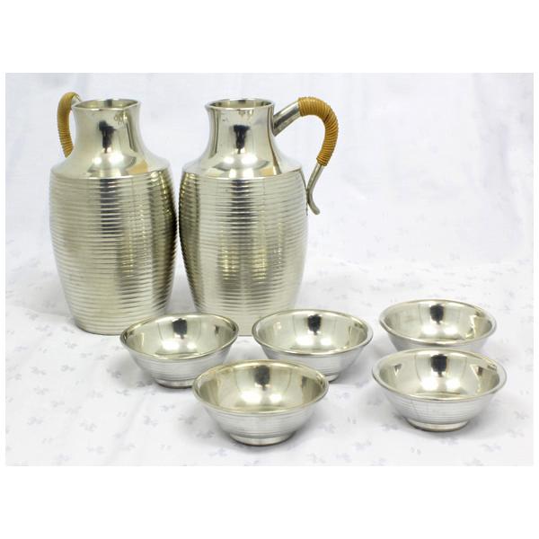 錫製 本錫 酒器7点セット ちろり お猪口 ちろり2個 猪口5個 盃 杯 すず