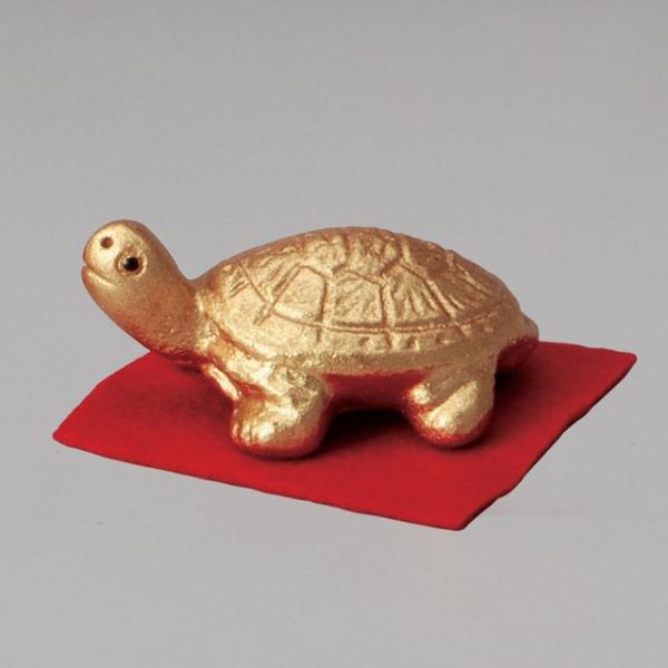 亀4匹 時代 からくり 可動式 亀 置物 「郁明」在銘 縁起物 カメ 親子