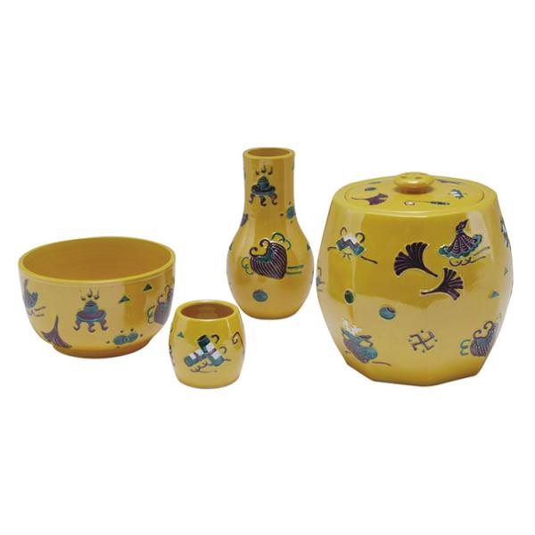 皆具 かいぐ 黄交趾 宝尽し 淡々斎好写 高野昭阿弥作 茶道具 裏千家