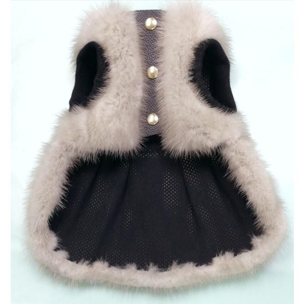 小型犬 毛皮 コート サファイヤミンク 裏地付き 2号サイズ