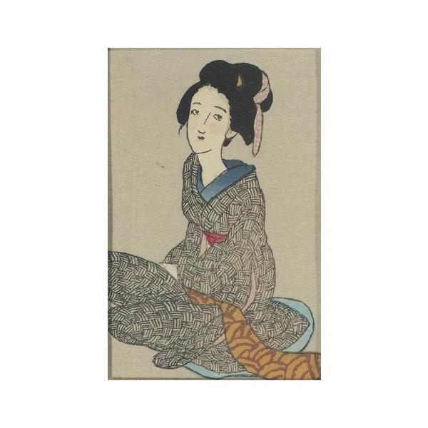 チ*コ様 竹久夢二/版画 模写 複製 「想い」額入り チ*コ