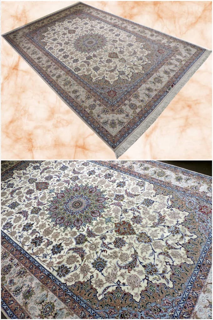 100万ノット】イスファハン産ペルシャ絨毯 カーペット ウールコルク