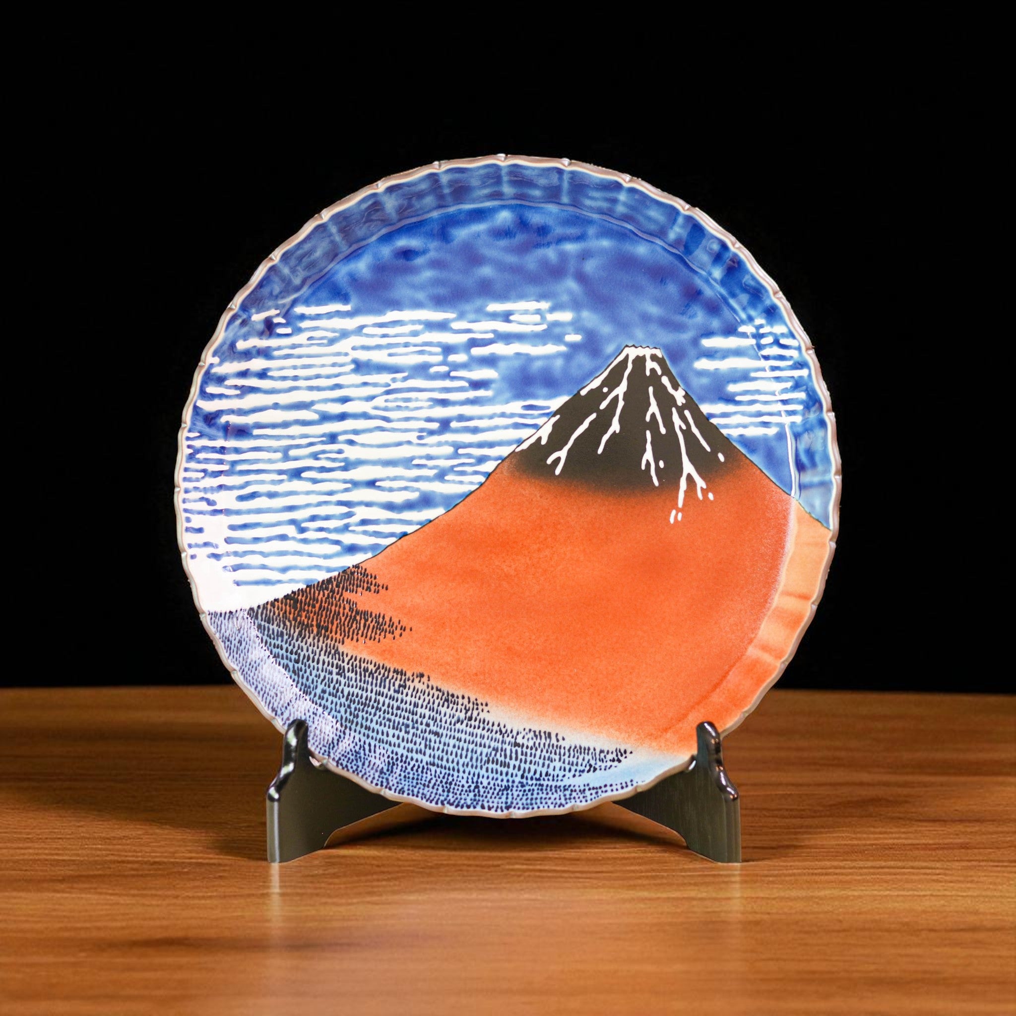 HOYAクリスタル 飛鶴金縁波文様大皿 HOYAクリスタル 飛鶴金縁波文様