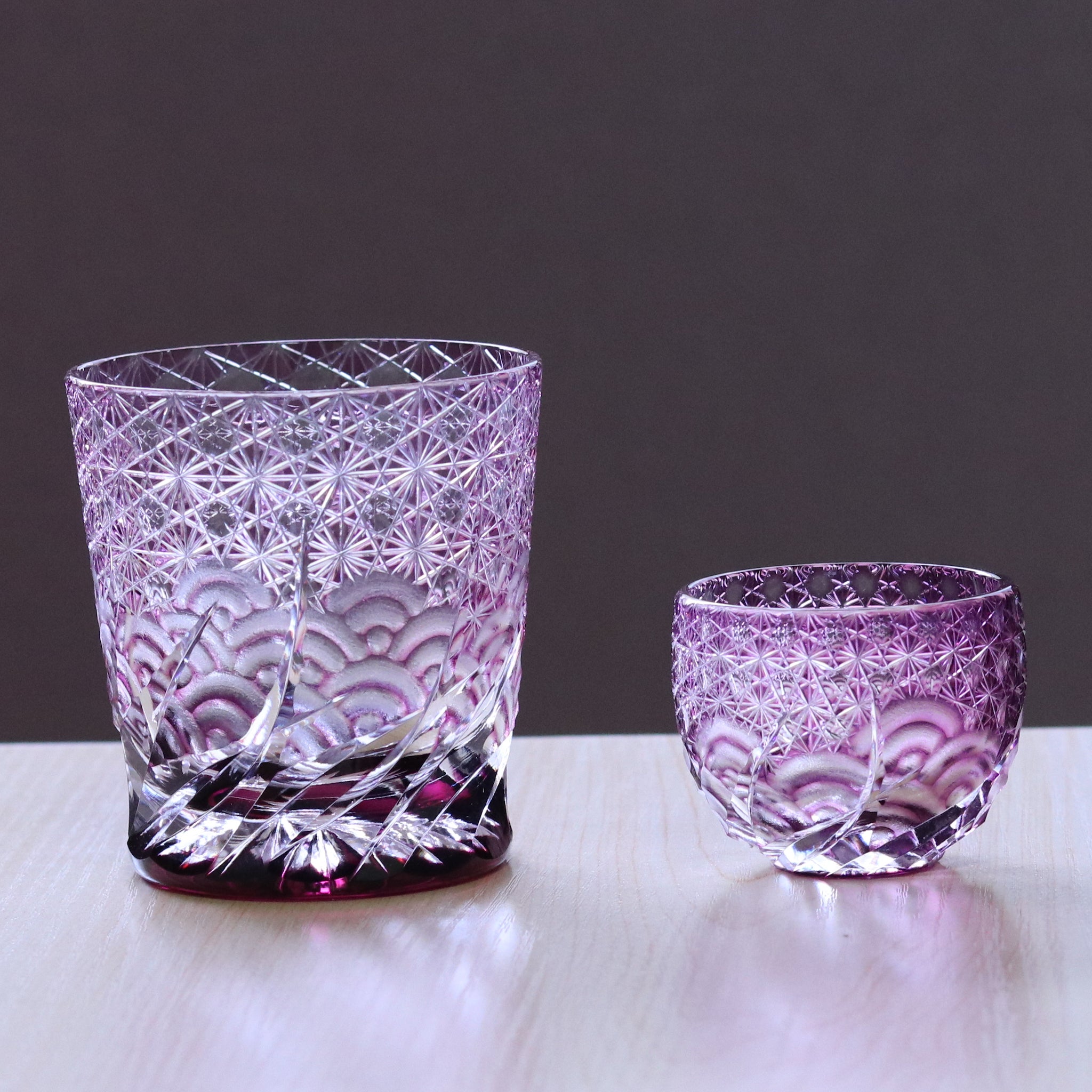 江戸切子 ぐい呑み | 漣 | 金紫 | 山田硝子