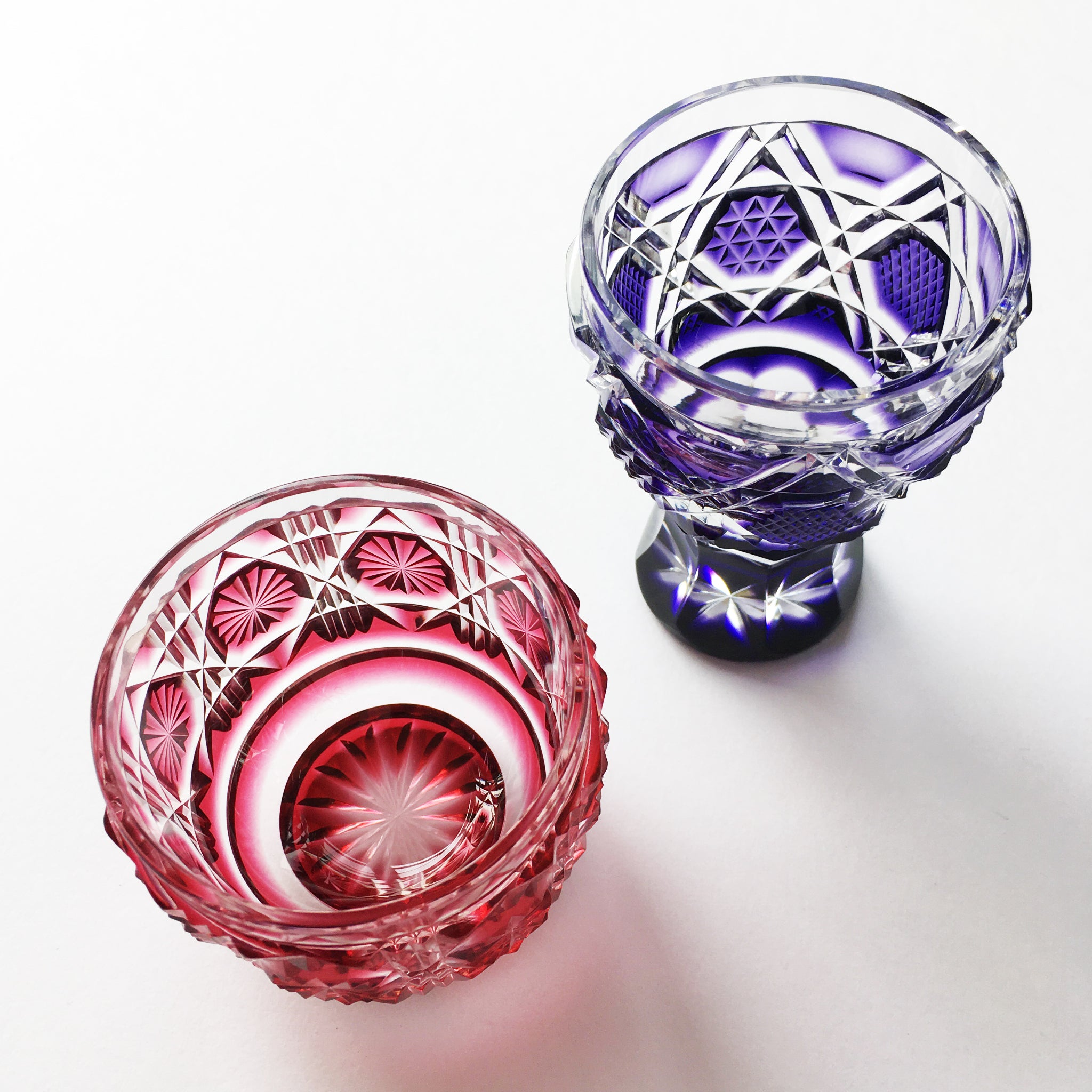 薩摩切子 台付きグラス | 馬上杯 | 金紫 | 薩摩びーどろ工芸