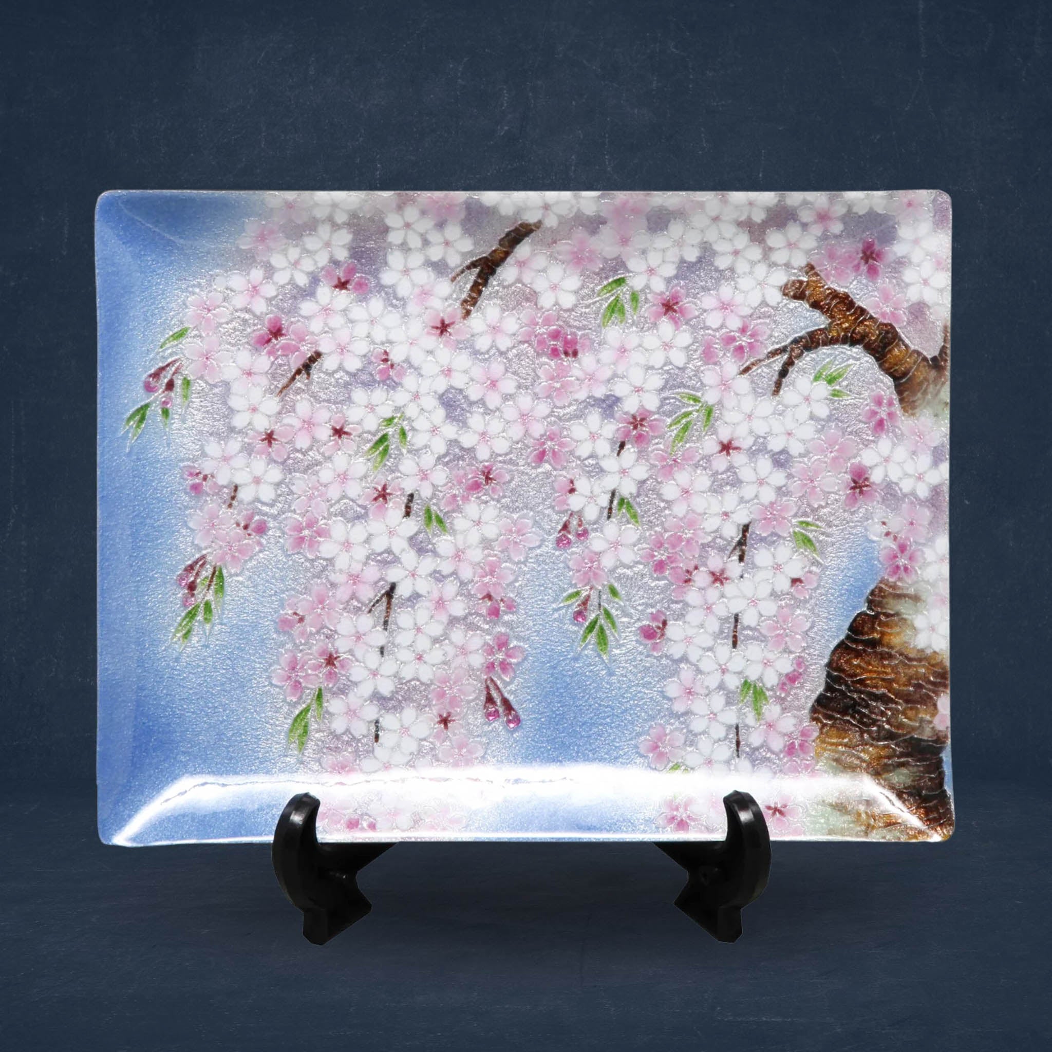 七宝焼き | 飾皿 | しだれ桜 20x26