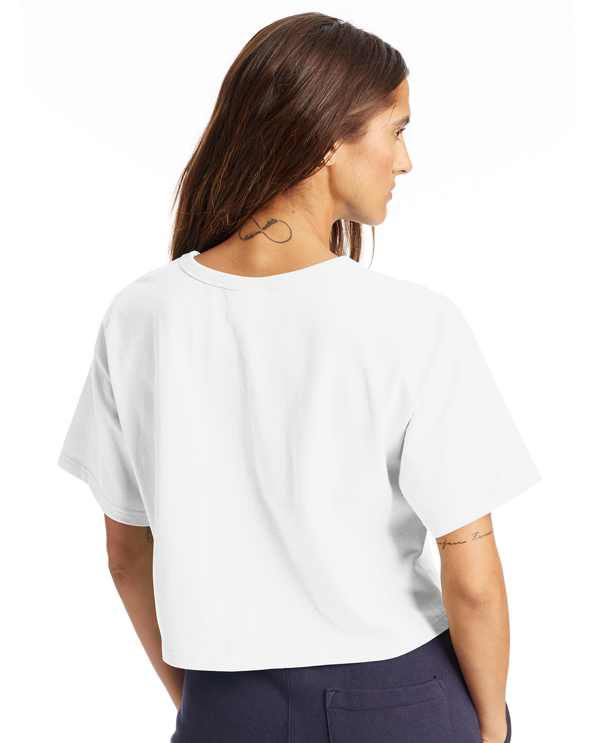 Champion Women's Cropped Reverse Weave T Shirt T453 W White | Jiffy