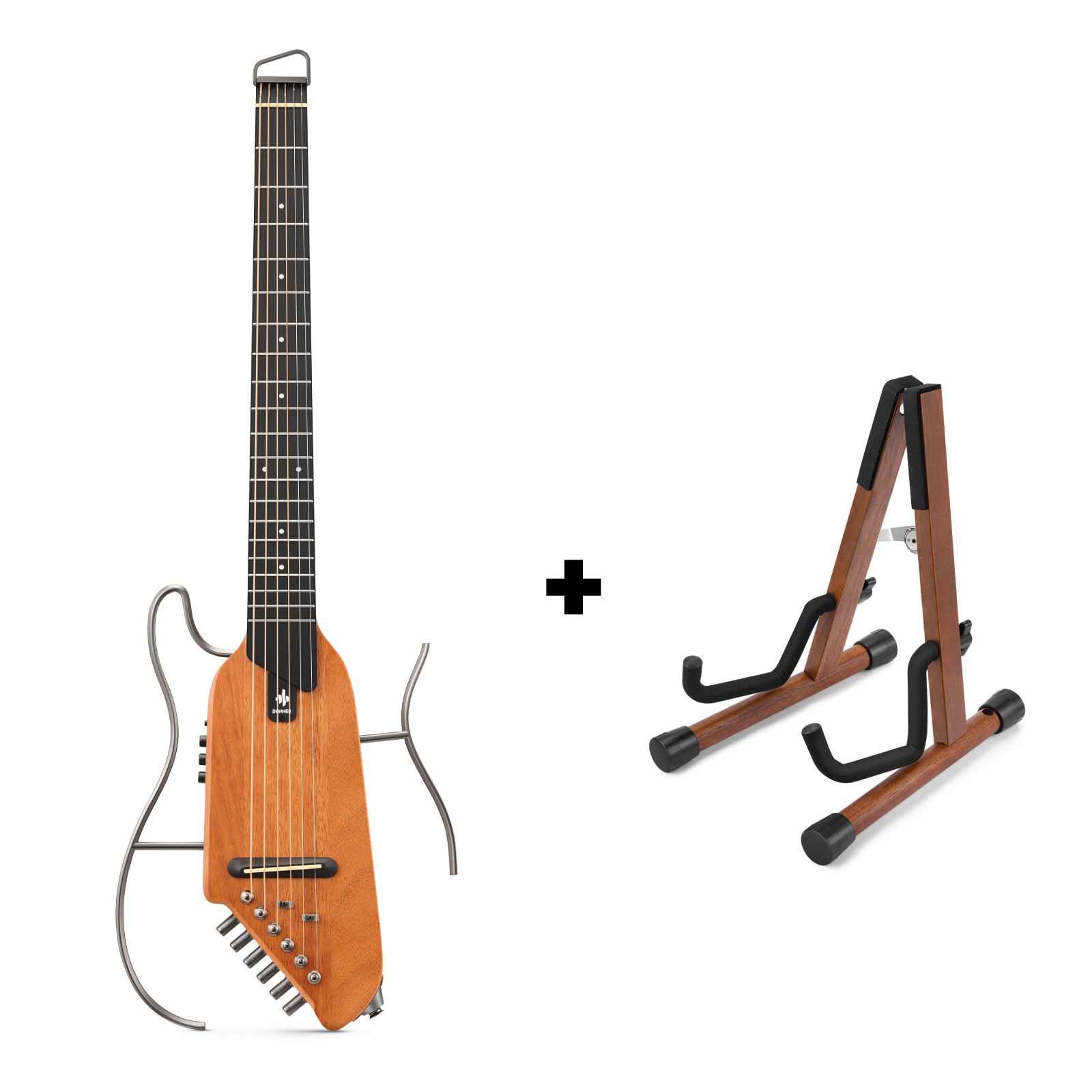Donner HUSH-X エレキ トラベルギター マホガニ 旅行/出張/練習に