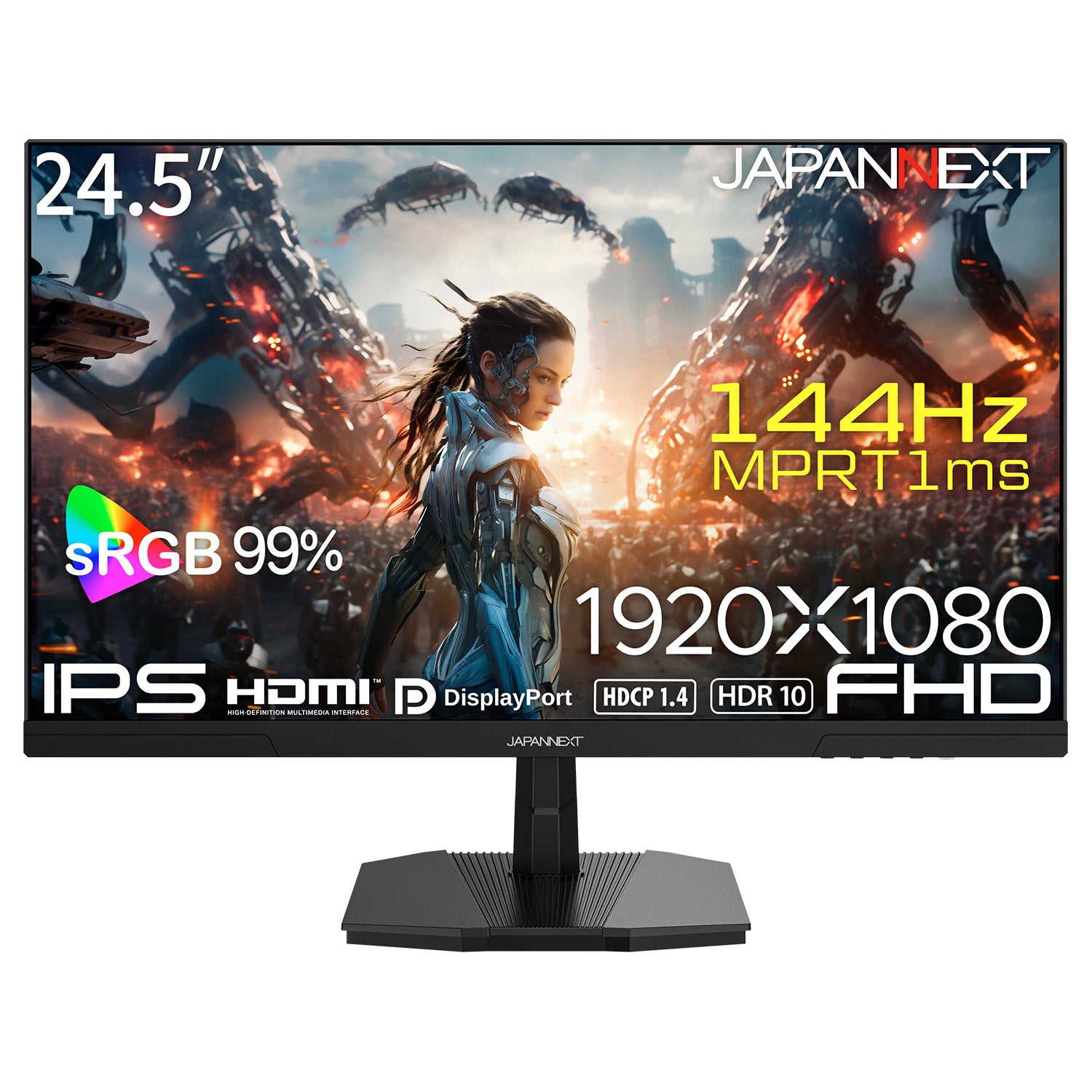 JAPANNEXT 24.5インチ IPSパネル搭載 144Hz/1ms(MPRT)対応 フルHD