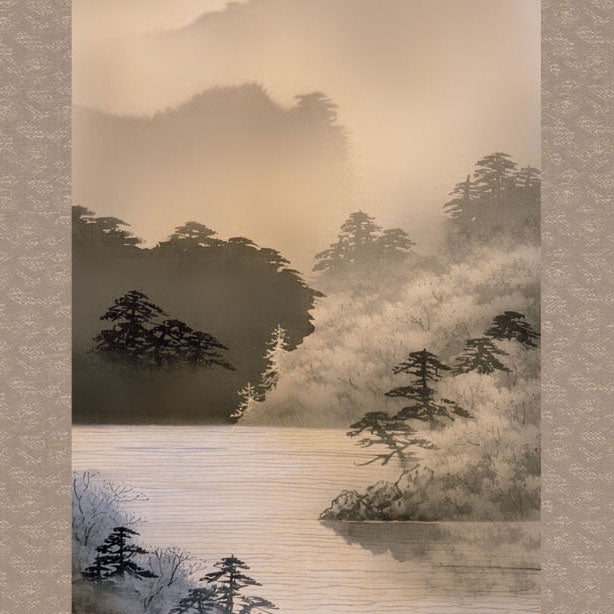 O-22. 山水画 掛軸 約222cm×96cm 大型 O-22. 山水画 掛軸 約222cm×