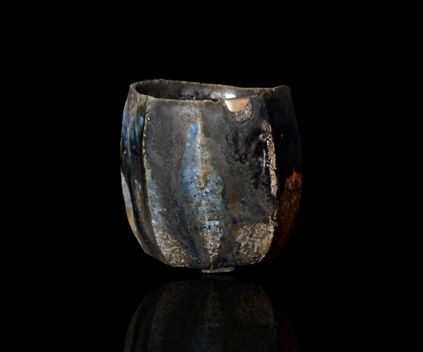 今西公彦】引出黒 酒呑 黒丹波 丹波焼 今西公彦】引出黒 酒呑