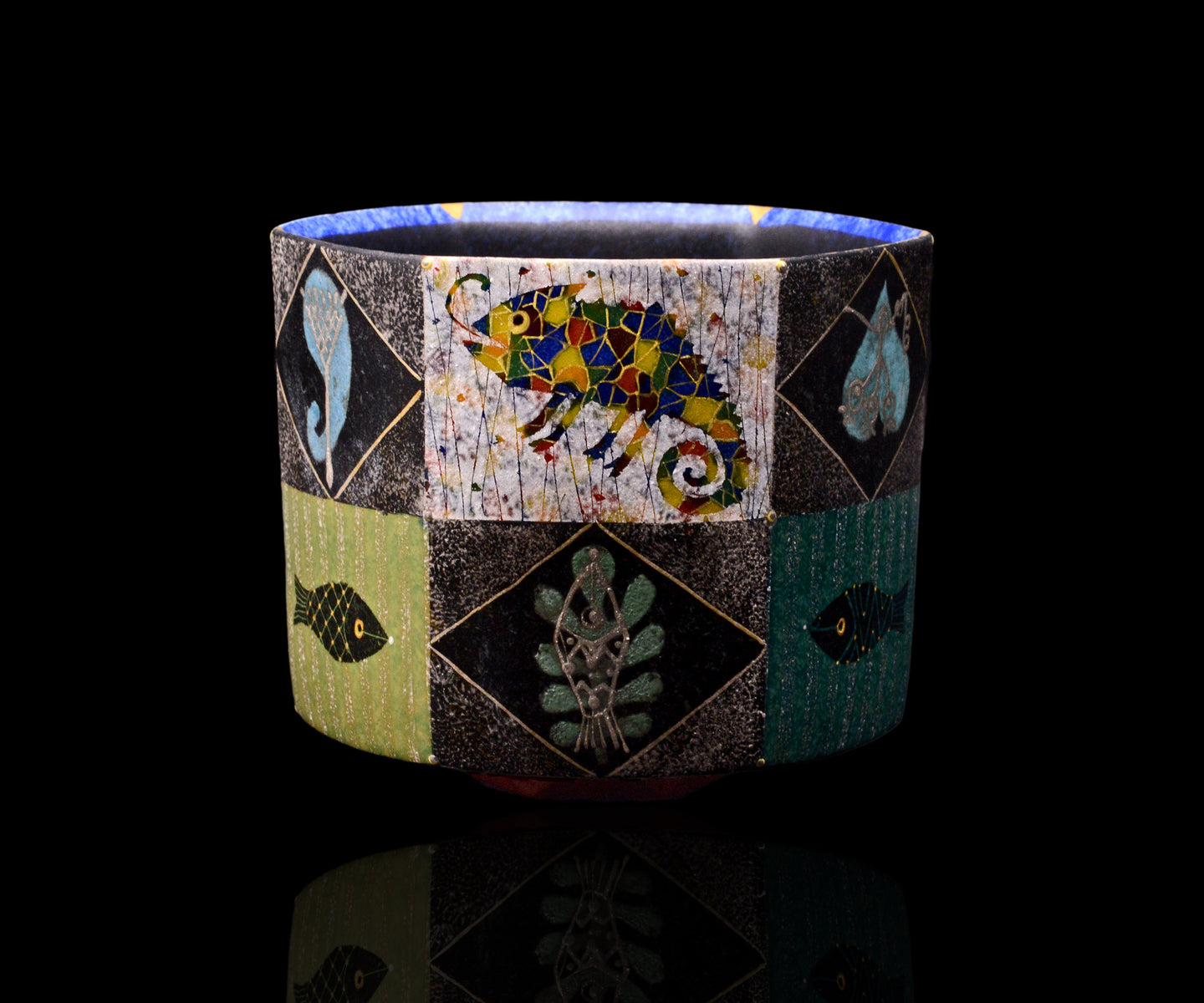 伊藤北斗 釉刻色絵金銀彩 面取茶碗 -Chameleon- – 窯と土～Kama-to