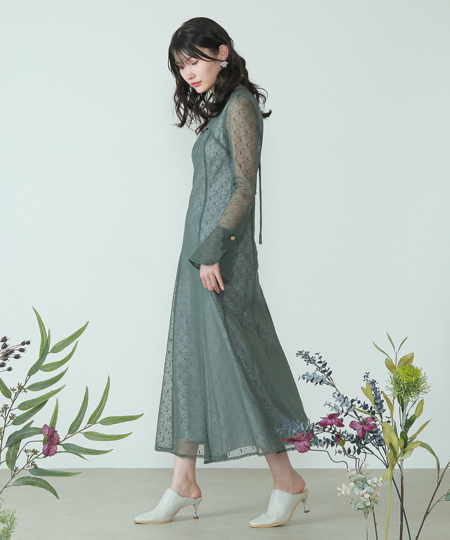 幾何学柄 レース ワンピース オケージョン ドレス 結婚式